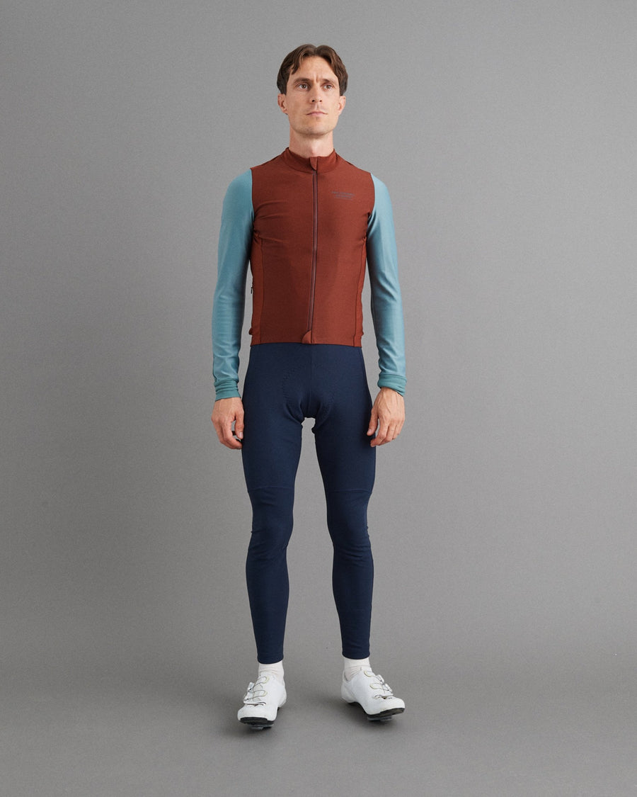 Pas Normal Studios Men's Mechanism Thermal Long Sleeve Jersey - Mahogany / Dusty Teal