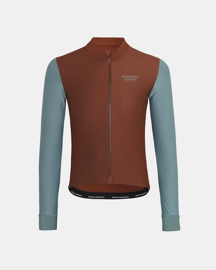 Pas Normal Studios Men's Mechanism Thermal Long Sleeve Jersey - Mahogany / Dusty Teal