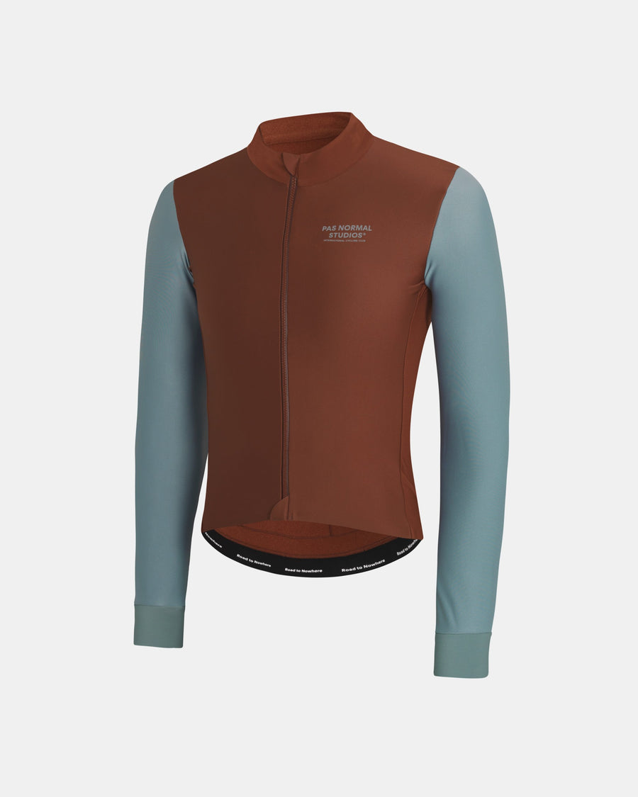 Pas Normal Studios Men's Mechanism Thermal Long Sleeve Jersey - Mahogany / Dusty Teal