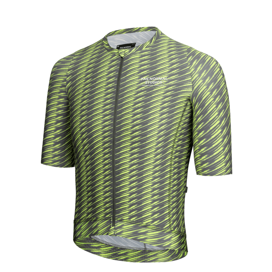 Pas Normal Studios Men's Solitude Jersey - Dark Moss / Lime Green